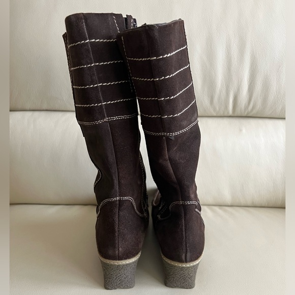 Artica Brown Suede Wedge Heel Boots Size 37 - Picture 3 of 8